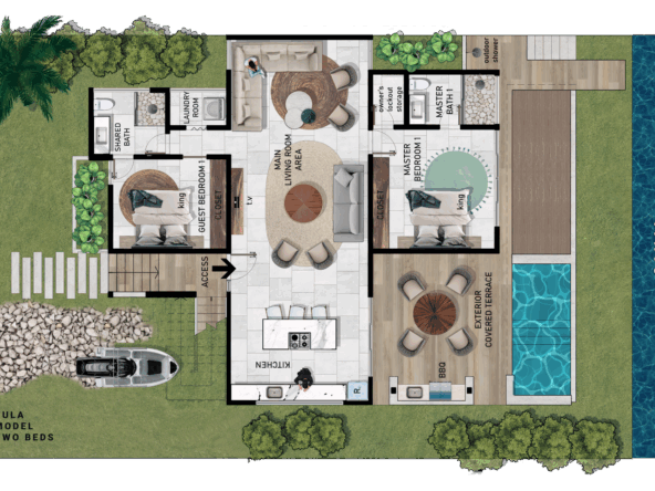 2BR Single Family home at Aruna Belize Tula Floor Plan