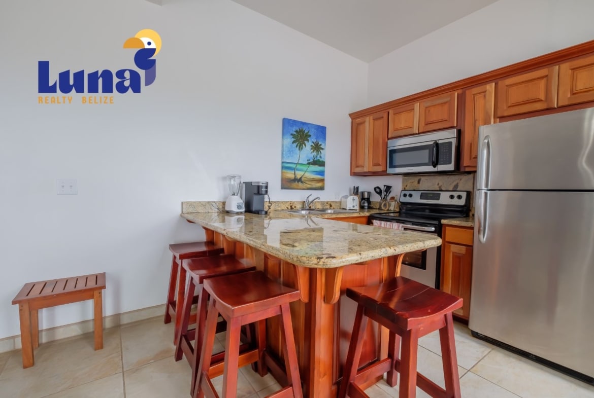 Top Floor 1BR/1BA Condo for Sale in Ambergris Caye - Kitchen