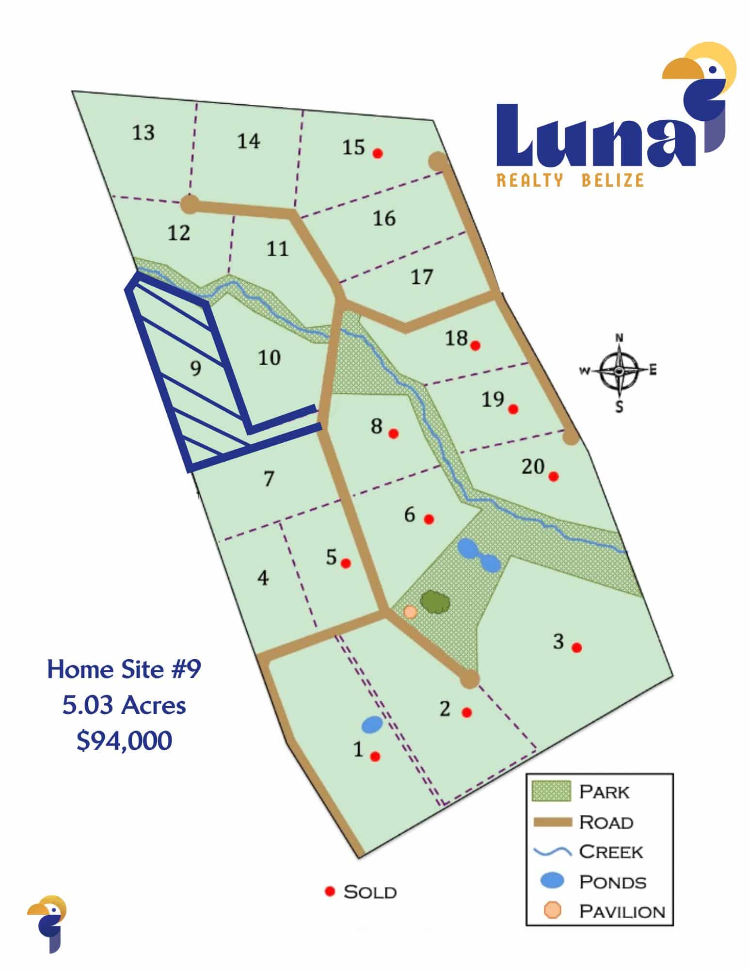 Undeveloped Large Creekside Estate Lot Within Private Cayo Community – Home Site #9