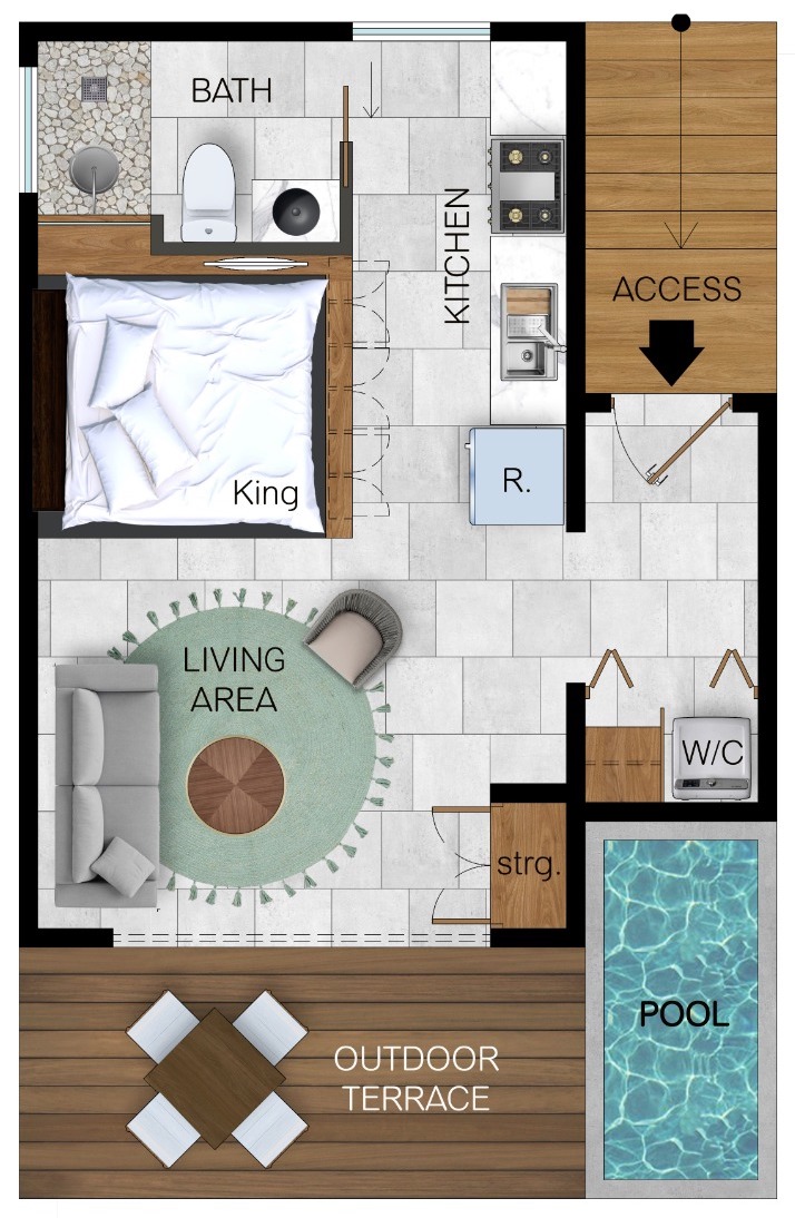 itzamna Tiny Homes for Sale in Ambergris Caye - Floor Plan