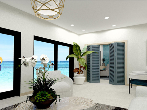 1BR living space into bedroom - Turquoise Seas Secret Beach Condo