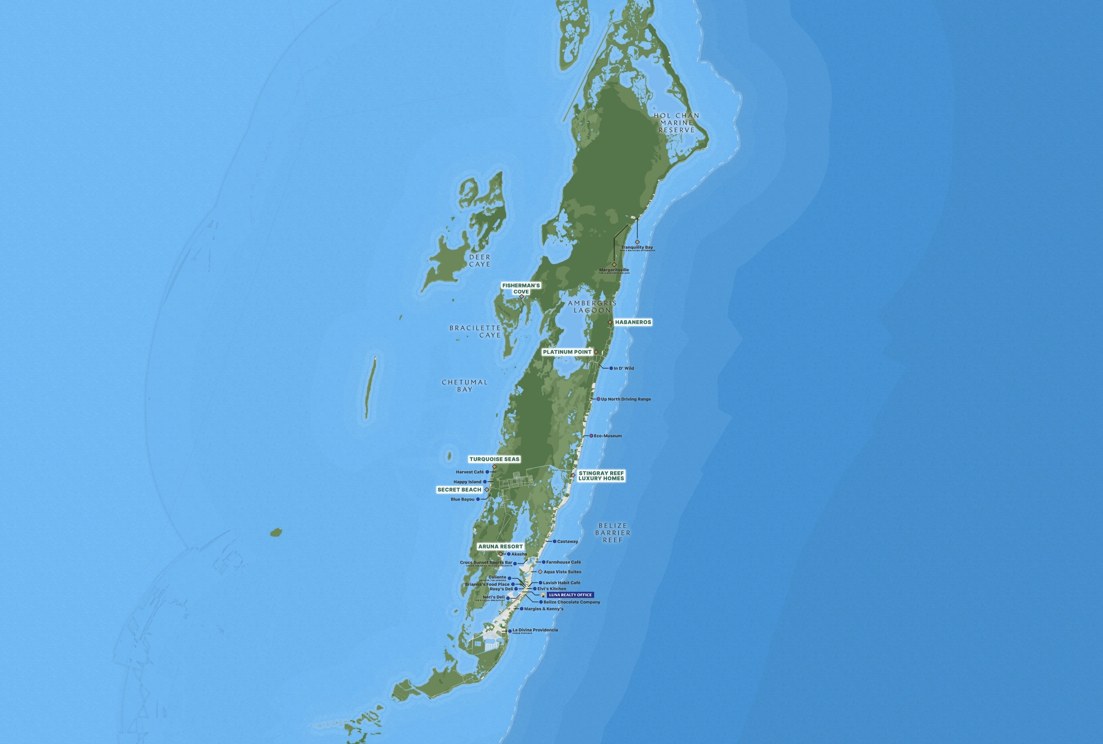 Ambergris Caye Full Map View