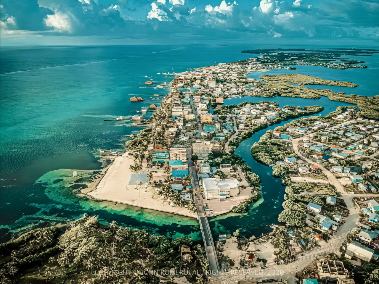 Aerial photo of Ambergris Caye, Belize. Click here to learn more about Ambergris Caye. Aerial photo of Ambergris Caye, Belize. Click here to learn more about Ambergris Caye.