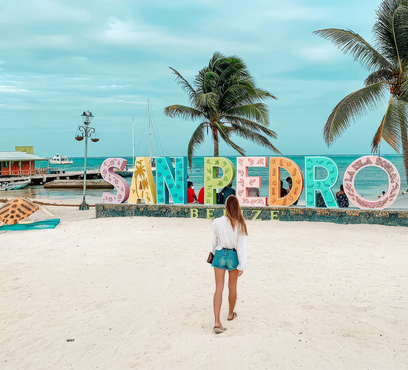 The “San Pedro” lettering at Central Park, in Downtown San Pedro, with the backdrop of the beach.