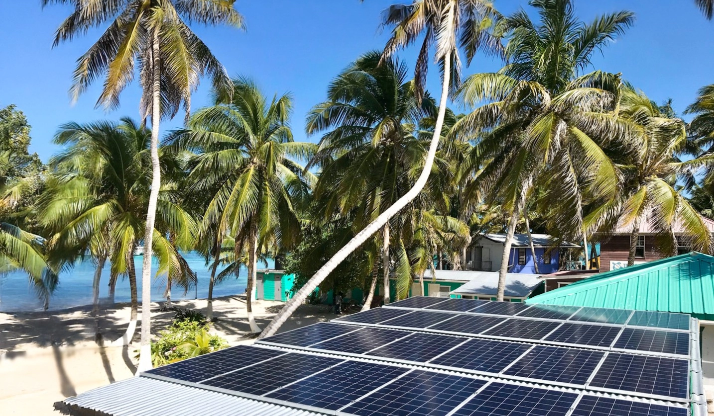 Solar is a popular option in Belize, both locals and visitors alike have made the move to Solar and natural energy sources. Pictured is solar panels atop a building by the beach in Belize.