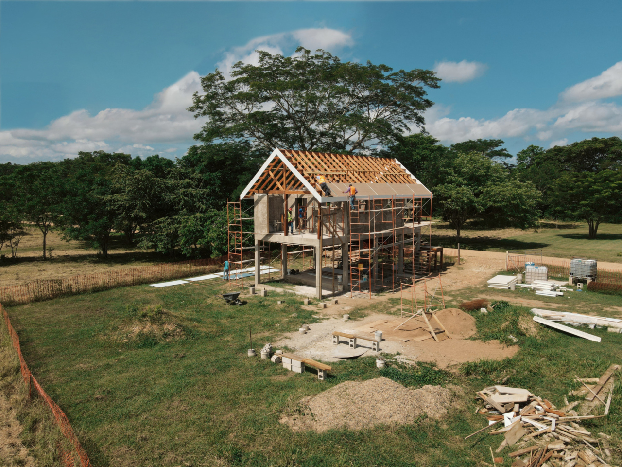 Construction underway at a home in the Carmelita Gardens community in Cayo, Belize. Construction underway at a home in the Carmelita Gardens community in Cayo, Belize.