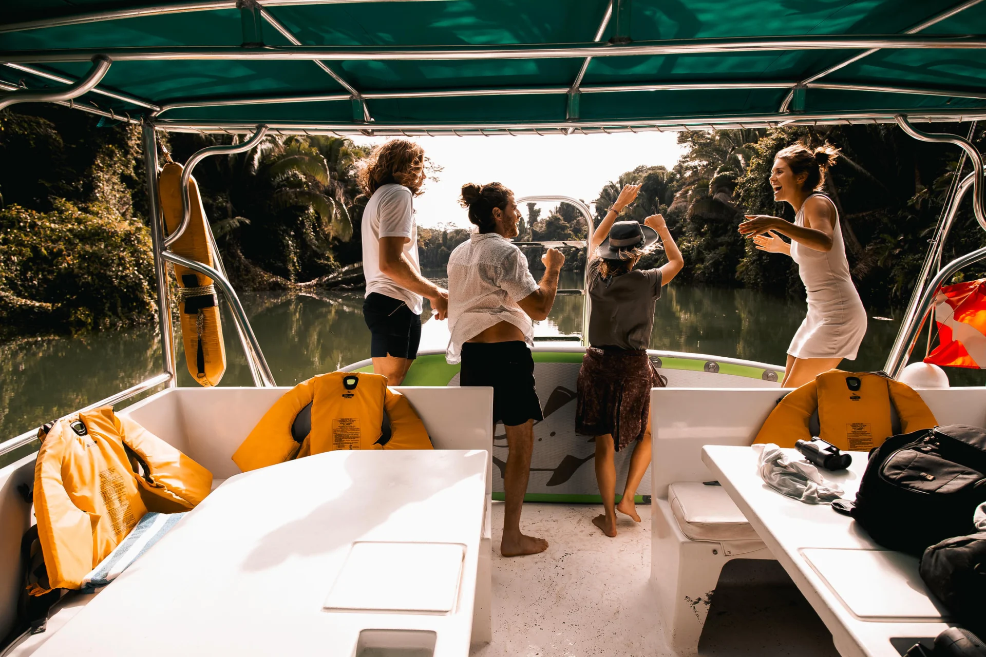 Friends out on the river in Cayo, Belize. Friends out on the river in Cayo, Belize.